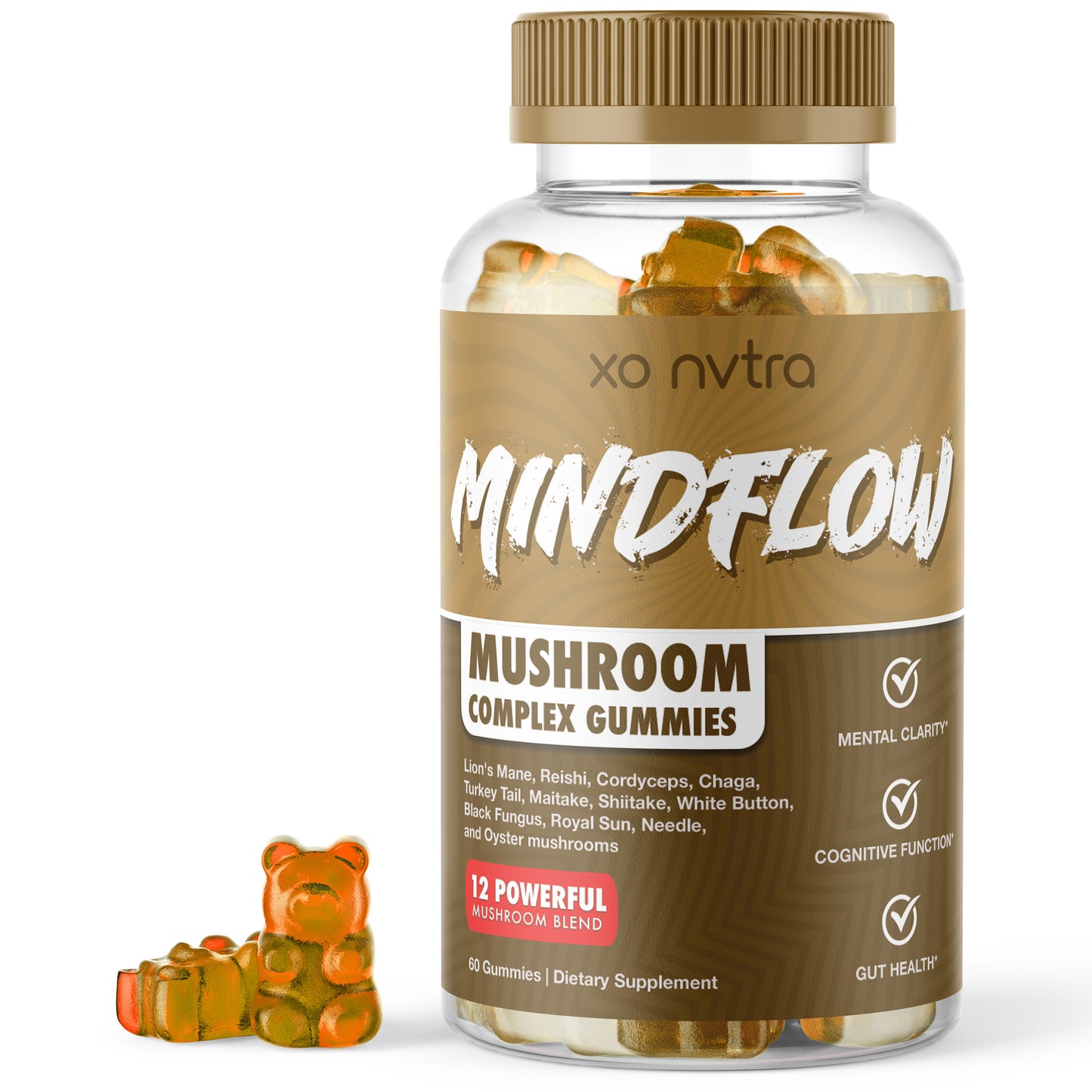 (2 Pack) MINDFLOW 12 Mushroom Complex Gummies