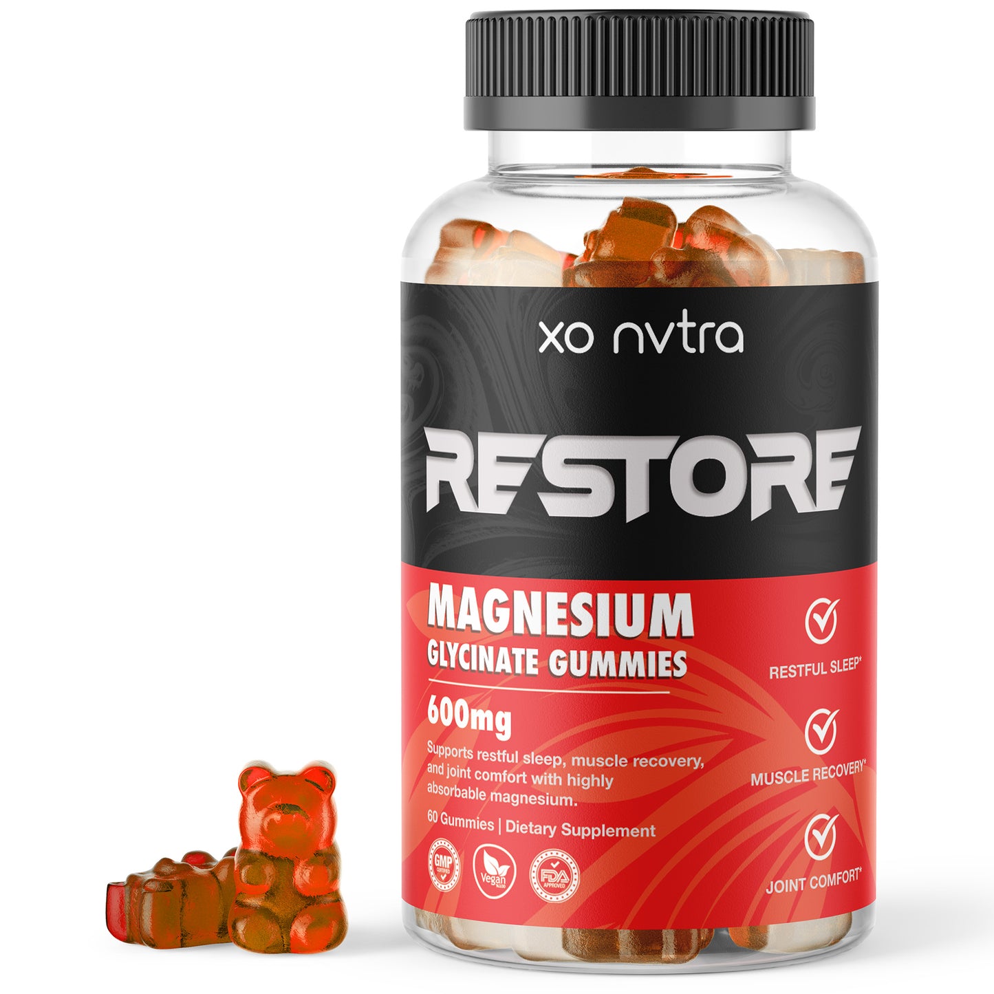 (2 Pack) RESTORE Magnesium Glycinate + CoQ10 Gummies
