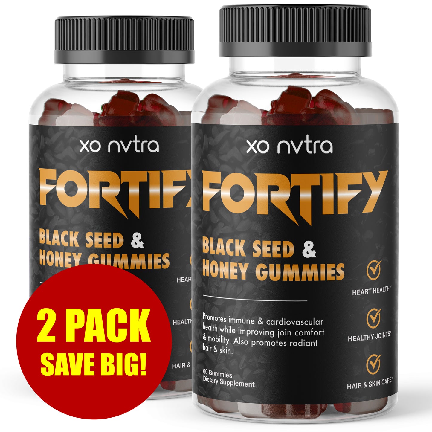 (2 Pack) FORTIFY Black Seed Oil + Honey Gummies