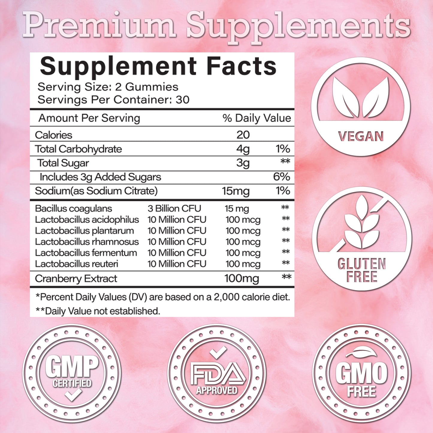 (2 Pack) HEAVEN Women's 3 Billion CFU Probiotic Gummies
