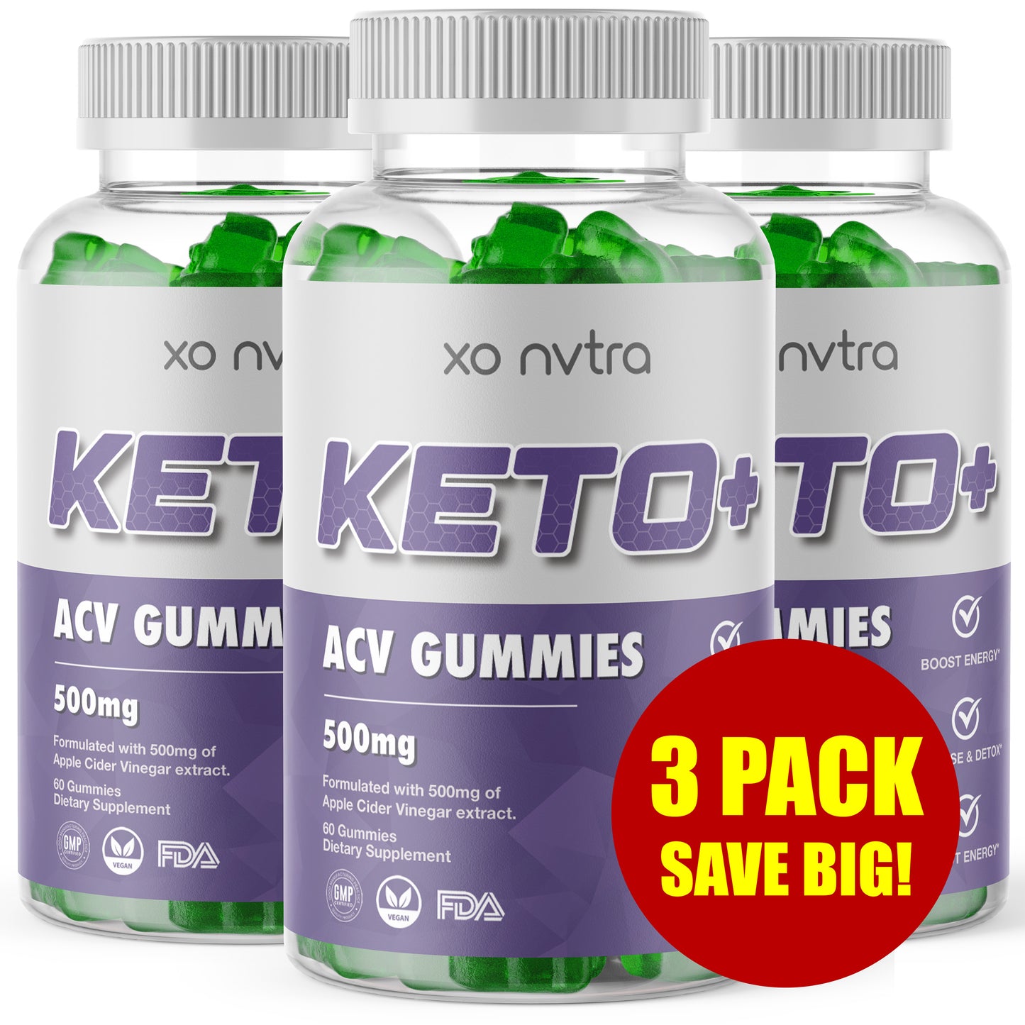(3 Pack) KETO+ Apple Cider Vinegar Gummies