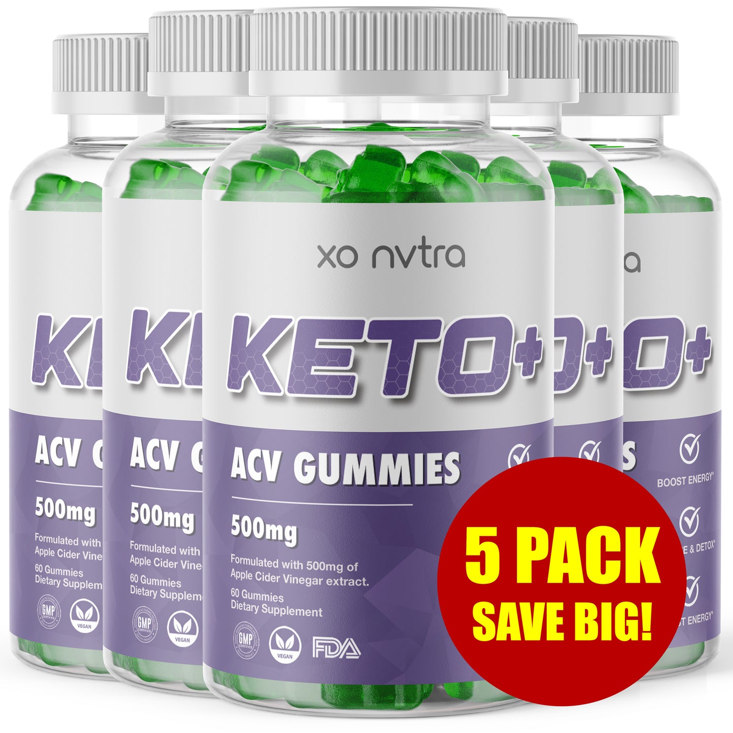 (5 Pack) KETO+ Apple Cider Vinegar Gummies