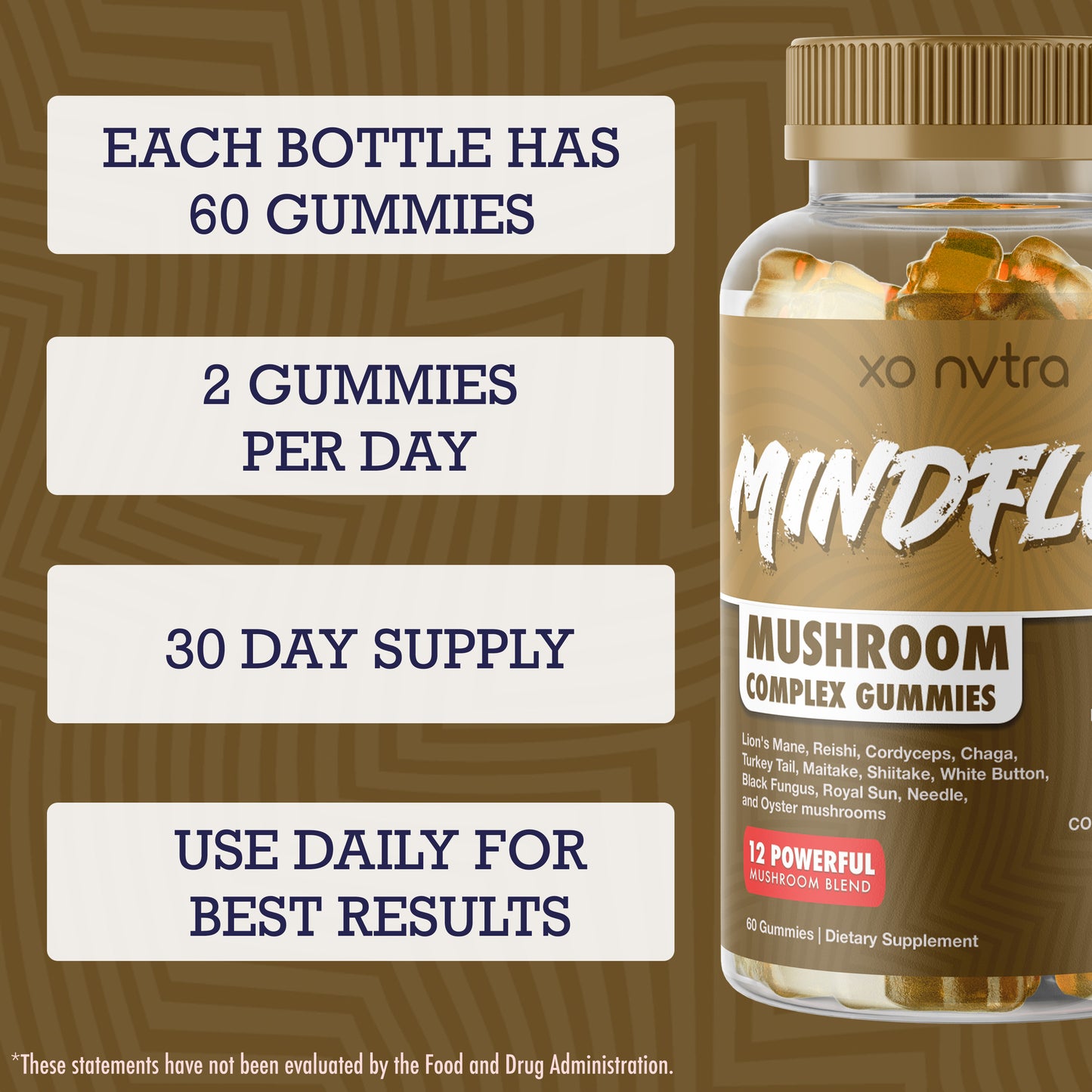 (2 Pack) MINDFLOW 12 Mushroom Complex Gummies