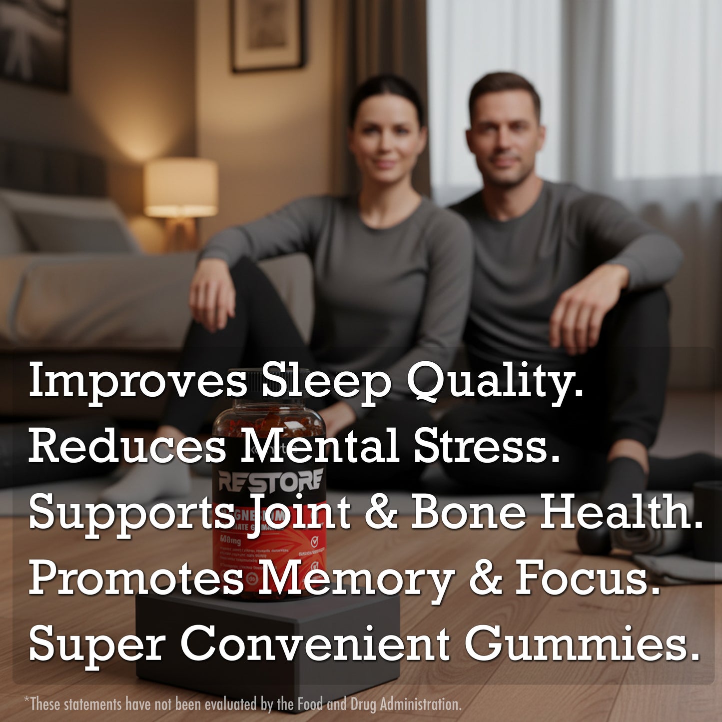 (2 Pack) RESTORE Magnesium Glycinate + CoQ10 Gummies