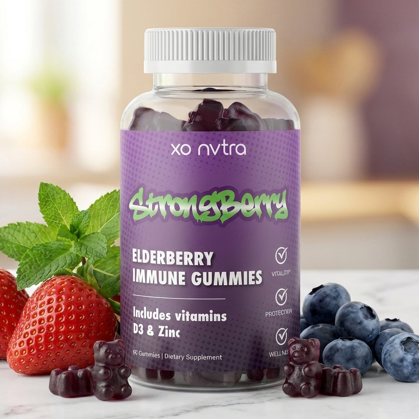 (2 Pack) STRONGBERRY Elderberry Immune Gummies