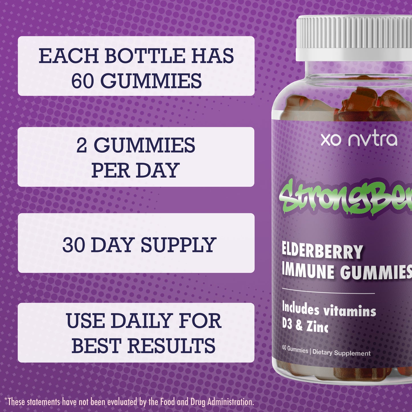 (2 Pack) STRONGBERRY Elderberry Immune Gummies