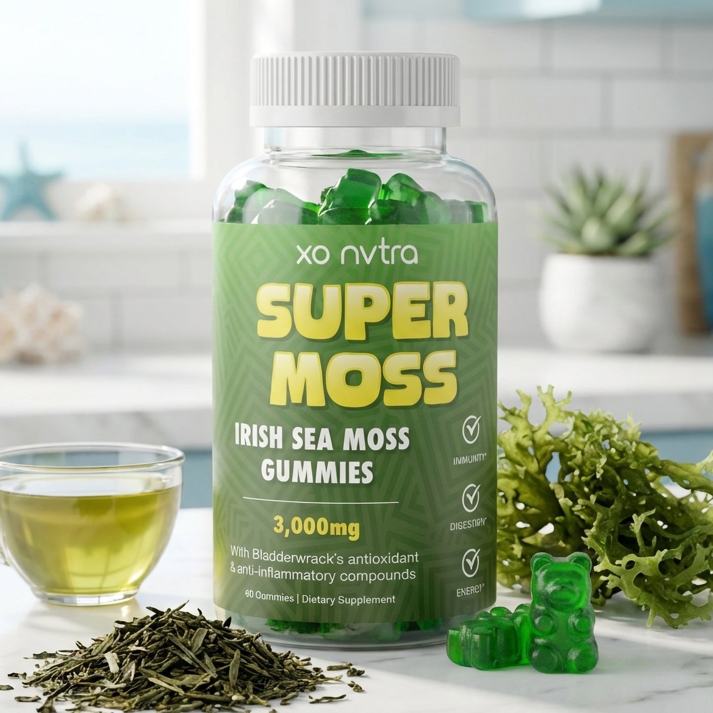 (2 Pack) SUPER MOSS Irish Sea Moss + Bladderwrack Gummies