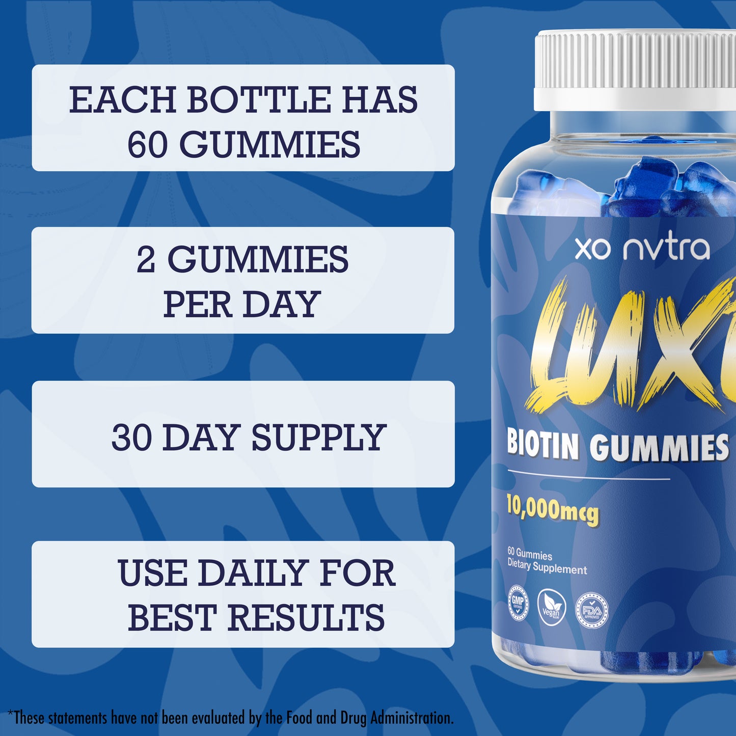 (3 Pack) LUXE 10,000mcg Biotin Gummies